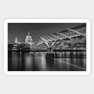 Millennium Bridge over River Thames in Black and White Sticker